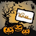 Frame with Halloween pumpkin silhouettes Royalty Free Stock Photo