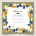 Frame Happy Birthday card Frame Wedding invitation card with flowers. Vector illustration