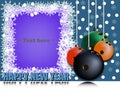 Frame Happy new year and bowling ball Royalty Free Stock Photo