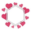 Frame with hearts love valentines card Royalty Free Stock Photo