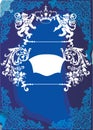 Frame with heraldic elements on blue