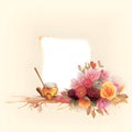 Frame with honey, bees, fruits and flowers on a light background Royalty Free Stock Photo