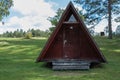 A-frame house or building, triangle shape house. Royalty Free Stock Photo