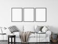 Frame interior mock up . Wall art. Scandinavian interior. 3d rendering, 3d illustration