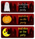 Frame invitation to the party for Halloween. Ghost pumpkin, moon, blood. illustration can be used for sale