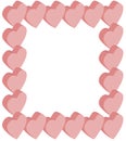 Frame isometric hearts pink
