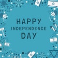 Frame with Israel Independence Day holiday flat design icons wit