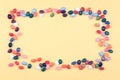 Frame Jelly bean sweets in a rectangular bowl Royalty Free Stock Photo