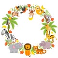 Frame with jungle animals white background Royalty Free Stock Photo