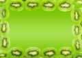 frame of kiwi fruit slices isolated on a gradient green background Royalty Free Stock Photo