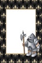 Frame with the knight with pike on the medieval background Royalty Free Stock Photo