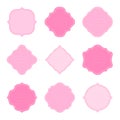 Frame label tag sticker shape cute pink flat set
