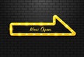 Frame light sign arrow gold retro on background brick