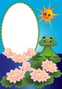Frame lily and frog Royalty Free Stock Photo