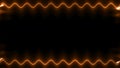 Frame, long wavy rectangular horizontal decorated, fiery orange lines of lightening and darkening light on a black background.