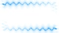 Frame, long wavy rectangular horizontal patterns - top - bottom, blue closed lines of lightening and darkening light on a white