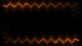 Frame, long wavy rectangular horizontal patterns - top - bottom, fiery orange closed lines of lightening and darkening light on a