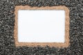 Frame made of burlap with the line and sunflower seeds lies whit Royalty Free Stock Photo