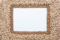 Frame made of burlap with the line and sunflower seeds lies whit Royalty Free Stock Photo