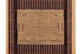 Frame made of burlap lying on a bamboo mat in the form of manuscript Royalty Free Stock Photo