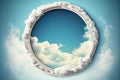 Frame made with covered white cloud in the sky in circle shape.