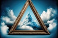 Frame made with covered white cloud in the sky in triangle shape. Royalty Free Stock Photo
