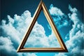 Frame made with covered white cloud in the sky in triangle shape. Royalty Free Stock Photo