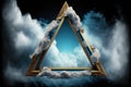 Frame made with covered white cloud in the sky in triangle shape. Royalty Free Stock Photo