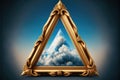 Frame made with covered white cloud in the sky in triangle shape. Royalty Free Stock Photo