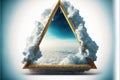 Frame made with covered white cloud in the sky in triangle shape. Royalty Free Stock Photo