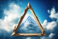 Frame made with covered white cloud in the sky in triangle shape. Royalty Free Stock Photo