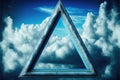 Frame made with covered white cloud in the sky in triangle shape. Royalty Free Stock Photo