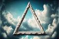 Frame made with covered white cloud in the sky in triangle shape. Royalty Free Stock Photo