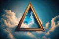Frame made with covered white cloud in the sky in triangle shape. Royalty Free Stock Photo