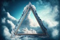 Frame made with covered white cloud in the sky in triangle shape. Royalty Free Stock Photo