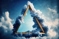 Frame made with covered white cloud in the sky in triangle shape. Royalty Free Stock Photo