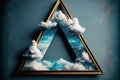 Frame made with covered white cloud in the sky in triangle shape. Royalty Free Stock Photo