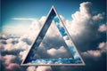 Frame made with covered white cloud in the sky in triangle shape. Royalty Free Stock Photo