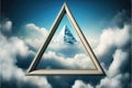 Frame made with covered white cloud in the sky in triangle shape. Royalty Free Stock Photo