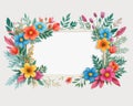 Frame made of flowers on PNG background. Generative AI. Royalty Free Stock Photo