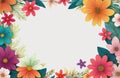 Frame made of flowers on PNG background. Generative AI. Royalty Free Stock Photo