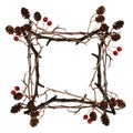 Frame made from dry twigs Royalty Free Stock Photo