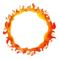 Burning circle, tongue of flames fire frame vector Royalty Free Stock Photo