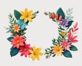 Frame made of flowers on PNG background. Generative AI. Royalty Free Stock Photo