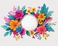 Frame made of flowers on PNG background. Generative AI. Royalty Free Stock Photo