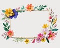 Frame made of flowers on PNG background. Generative AI. Royalty Free Stock Photo