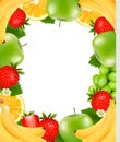 Frame made of fresh juicy fruit. Royalty Free Stock Photo