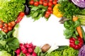 Frame made of fresh vegetables isolated on white Royalty Free Stock Photo