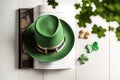 Frame made of Irish leprechauns hats, Generative AI