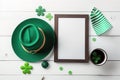 Frame made of Irish leprechauns hats, Generative AI
